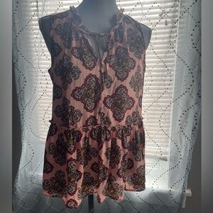 LOFT Pink Patterned Sleeveless Top